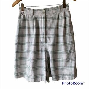 Vintage 80s 90s High Waisted Checked Bermuda Shorts Sz XS/S